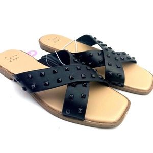 Girls Sandal shoes Size 6.5 Summer Women Black Studded Crossband Footwear